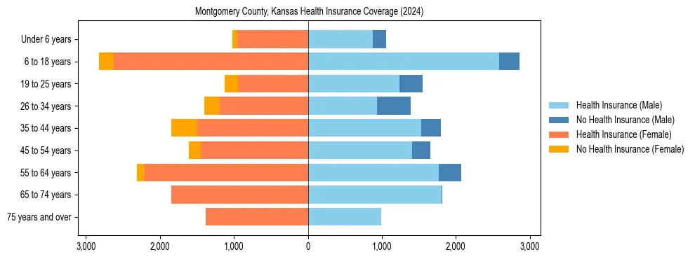 Health insurance pyramid for Montgomery County, Kansas