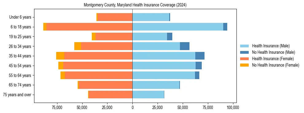 Health insurance pyramid for Montgomery County, Maryland