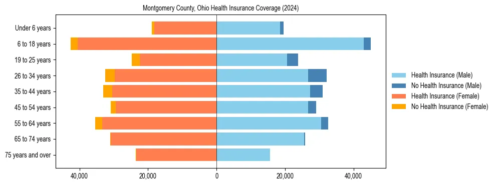 Health insurance pyramid for Montgomery County, Ohio