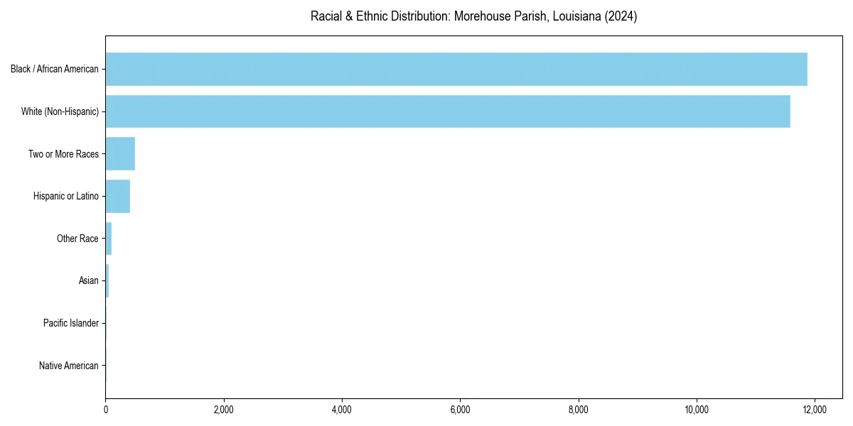 Bar chart showing racial distribution in  for 2024