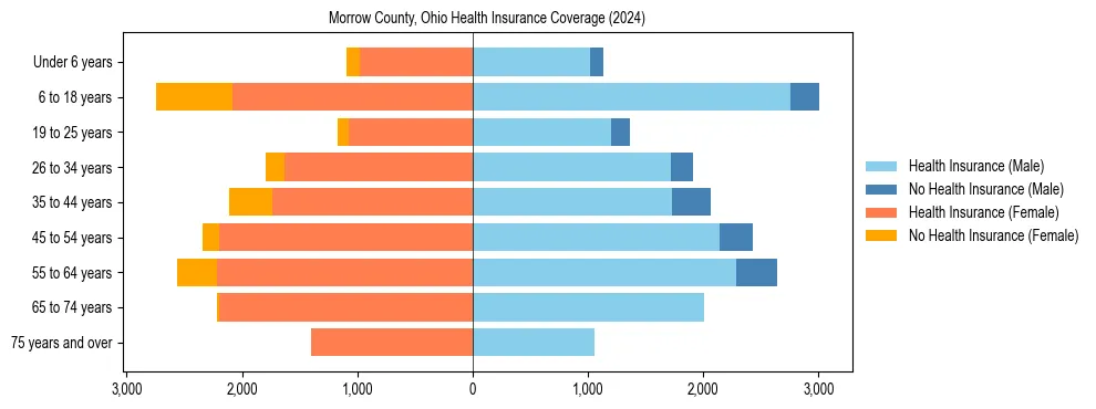 Health insurance pyramid for Morrow County, Ohio