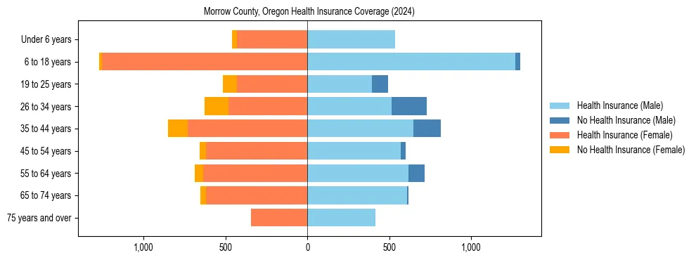 Health insurance pyramid for Morrow County, Oregon