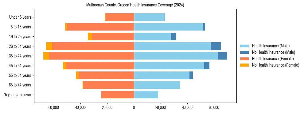 Health insurance pyramid for Multnomah County, Oregon