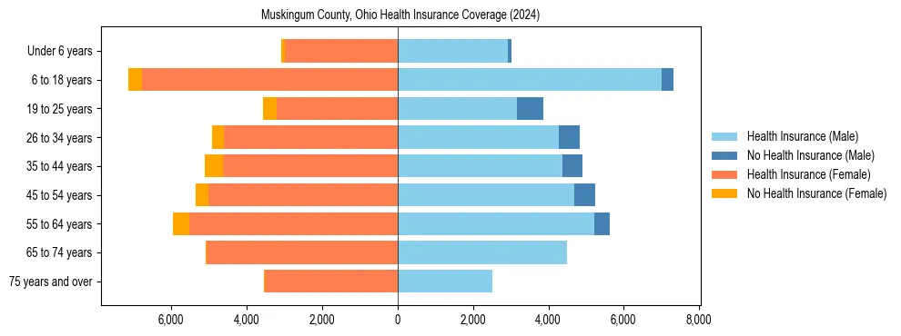Health insurance pyramid for Muskingum County, Ohio