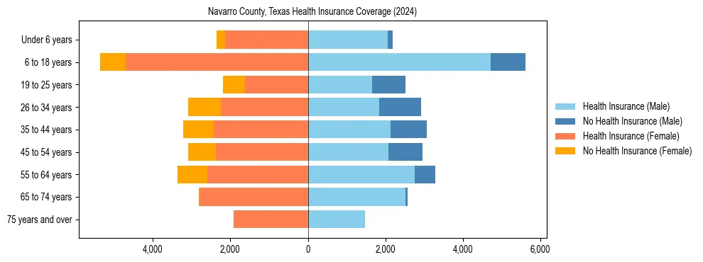 Health insurance pyramid for Navarro County, Texas