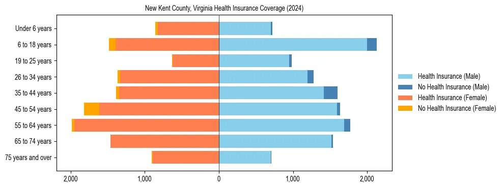 Health insurance pyramid for New Kent County, Virginia