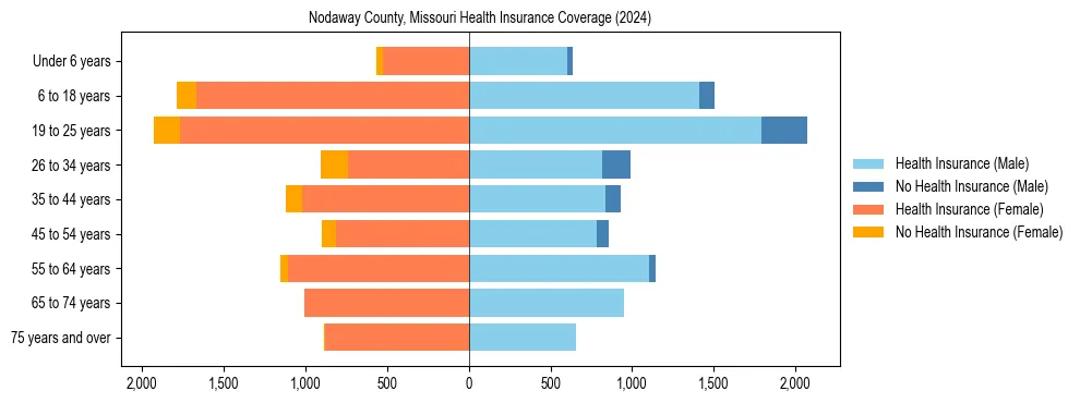 Health insurance pyramid for Nodaway County, Missouri