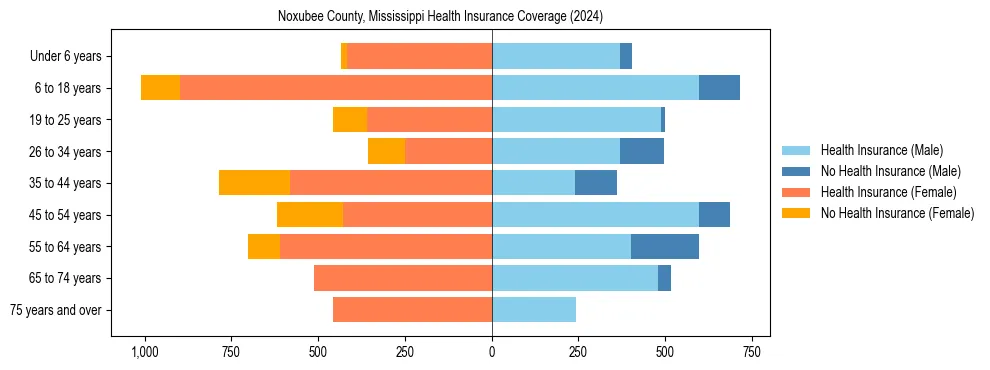 Health insurance pyramid for Noxubee County, Mississippi
