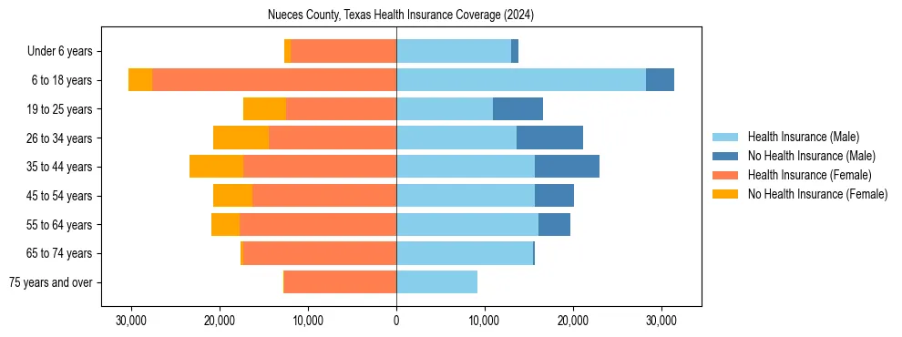 Health insurance pyramid for Nueces County, Texas