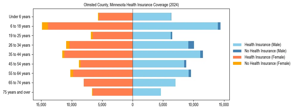 Health insurance pyramid for Olmsted County, Minnesota