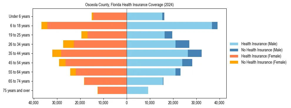 Health insurance pyramid for Osceola County, Florida