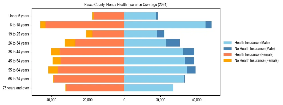 Health insurance pyramid for Pasco County, Florida