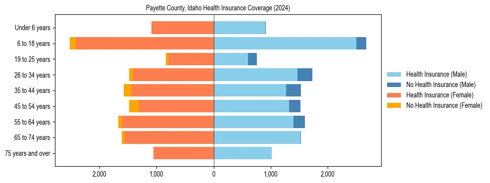 Health insurance pyramid for Payette County, Idaho