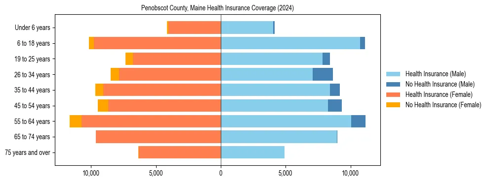 Health insurance pyramid for Penobscot County, Maine