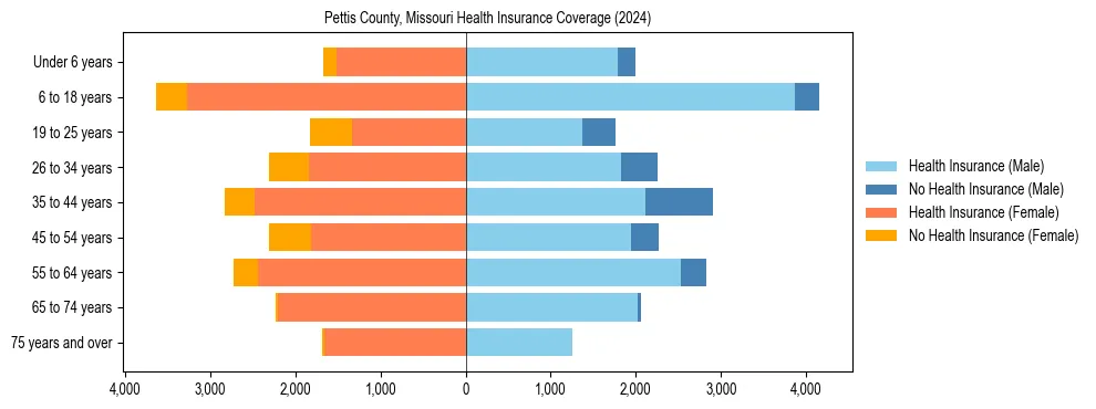 Health insurance pyramid for Pettis County, Missouri