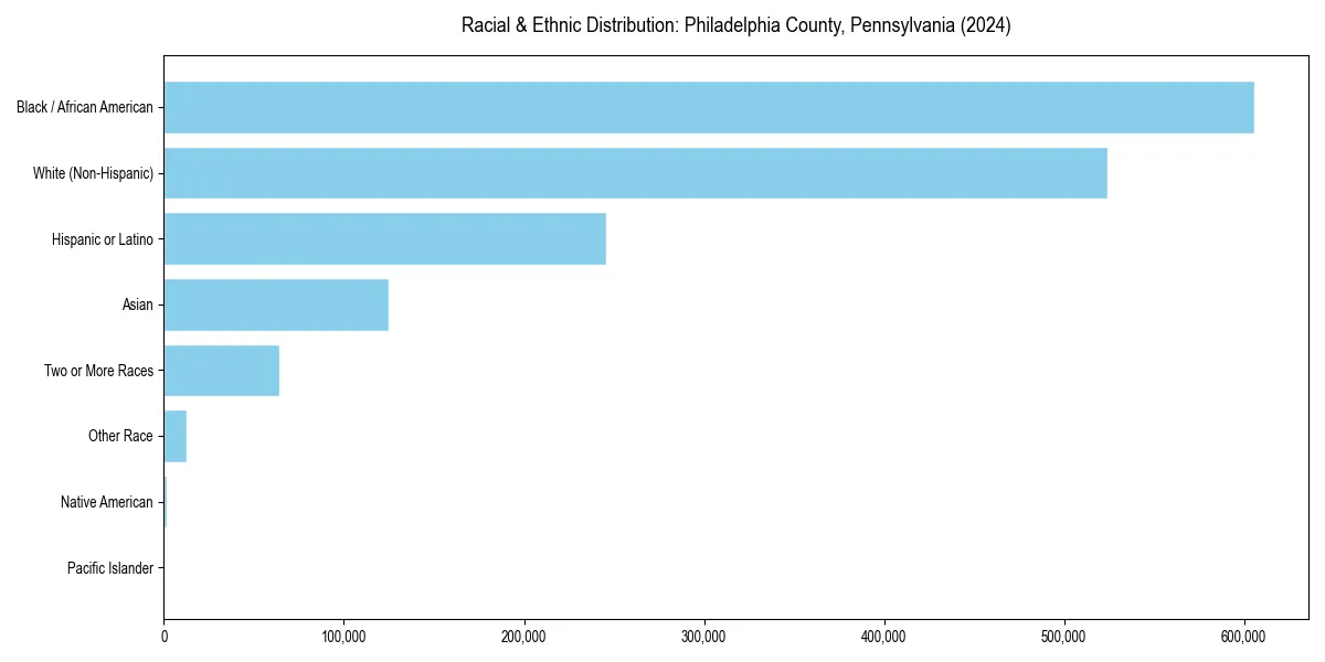 Bar chart showing racial distribution in  for 2024