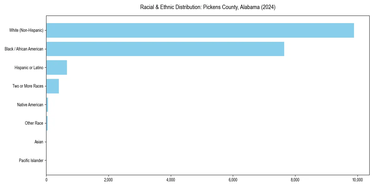 Bar chart showing racial distribution in  for 2024