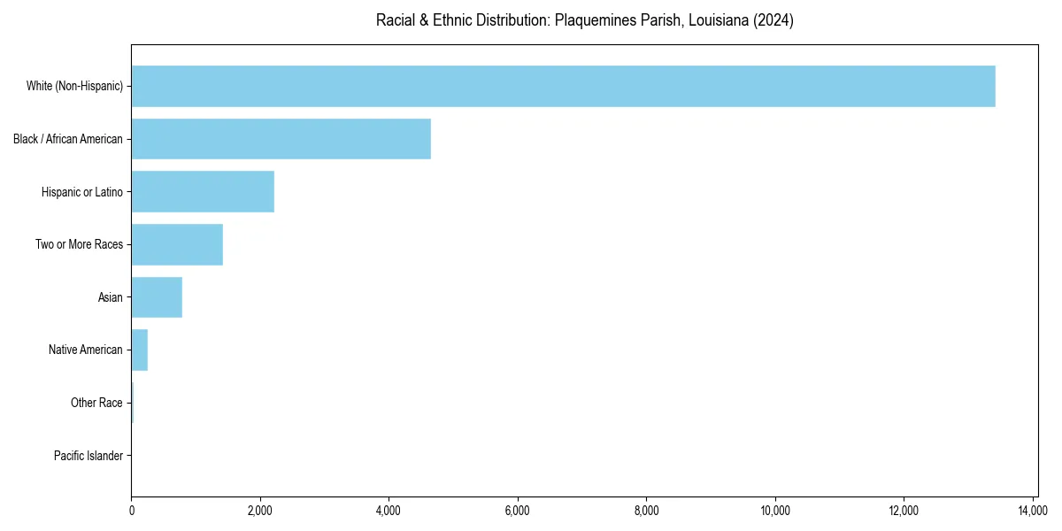 Bar chart showing racial distribution in  for 2024