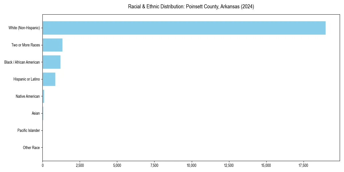 Bar chart showing racial distribution in  for 2024