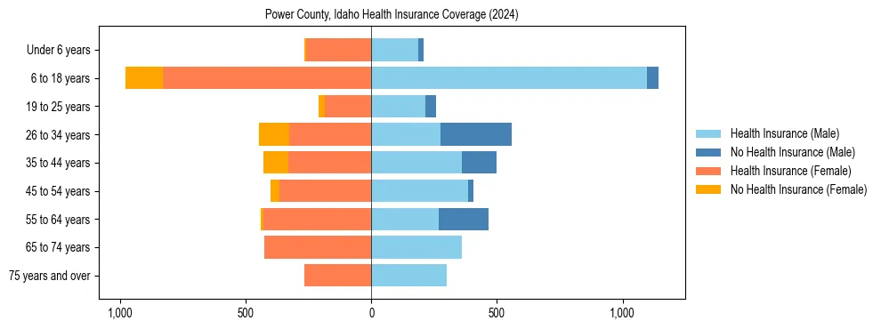 Health insurance pyramid for Power County, Idaho