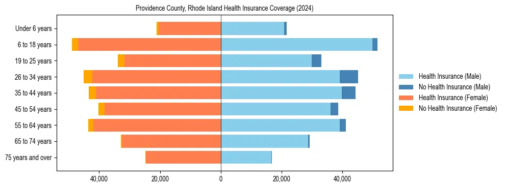 Health insurance pyramid for Providence County, Rhode Island