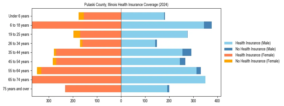 Health insurance pyramid for Pulaski County, Illinois