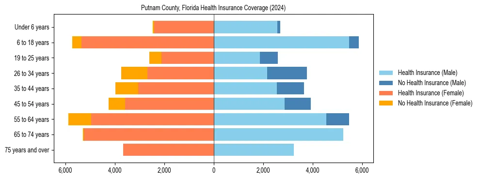 Health insurance pyramid for Putnam County, Florida