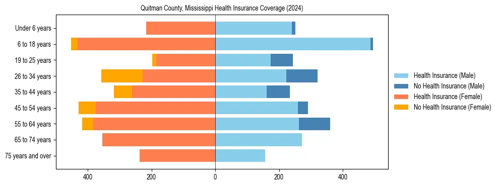 Health insurance pyramid for Quitman County, Mississippi