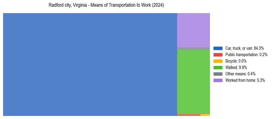 Commute modes in Radford city, Virginia