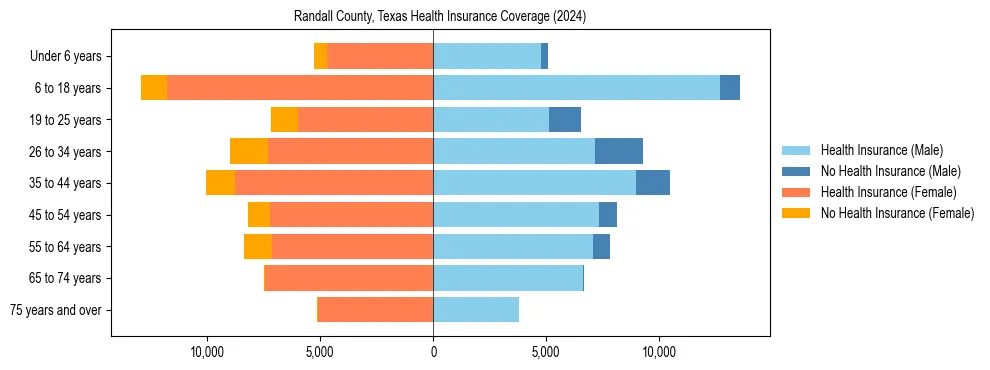 Health insurance pyramid for Randall County, Texas