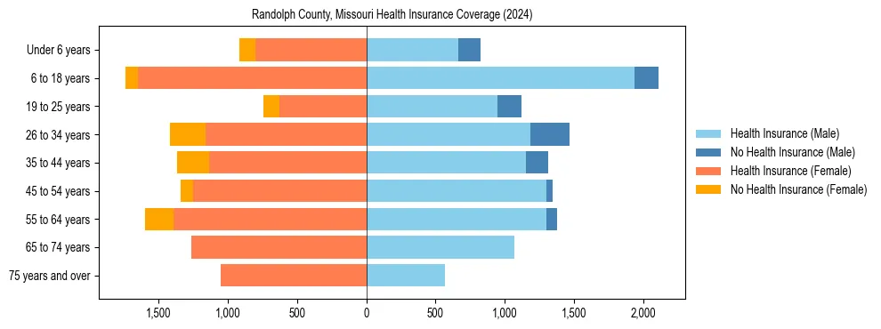 Health insurance pyramid for Randolph County, Missouri