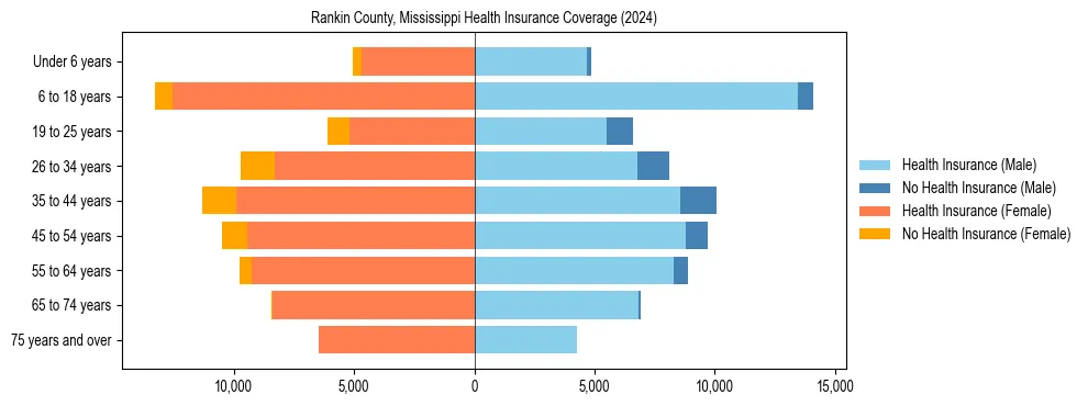 Health insurance pyramid for Rankin County, Mississippi