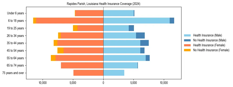 Health insurance pyramid for Rapides Parish, Louisiana