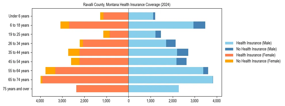 Health insurance pyramid for Ravalli County, Montana