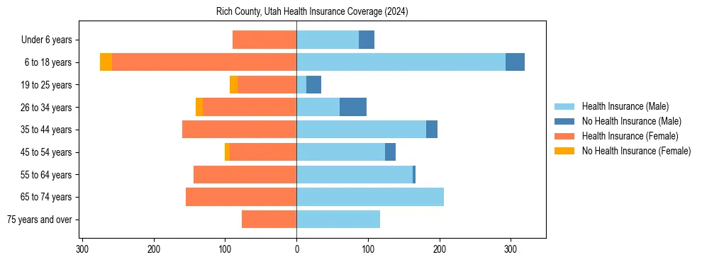 Health insurance pyramid for Rich County, Utah