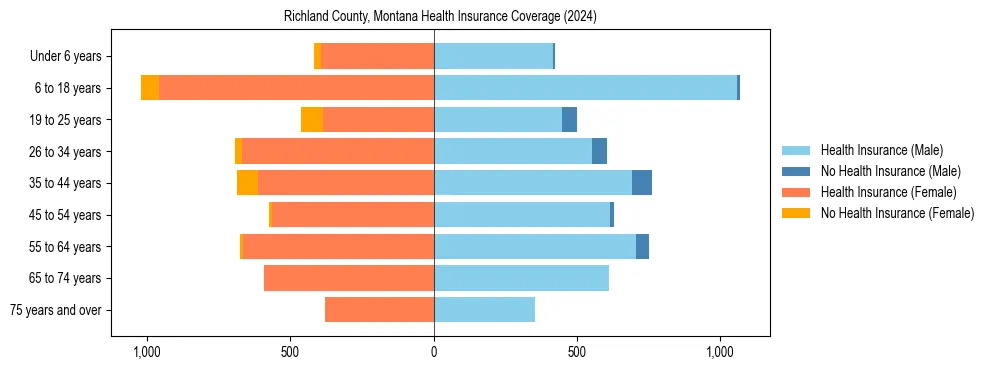 Health insurance pyramid for Richland County, Montana