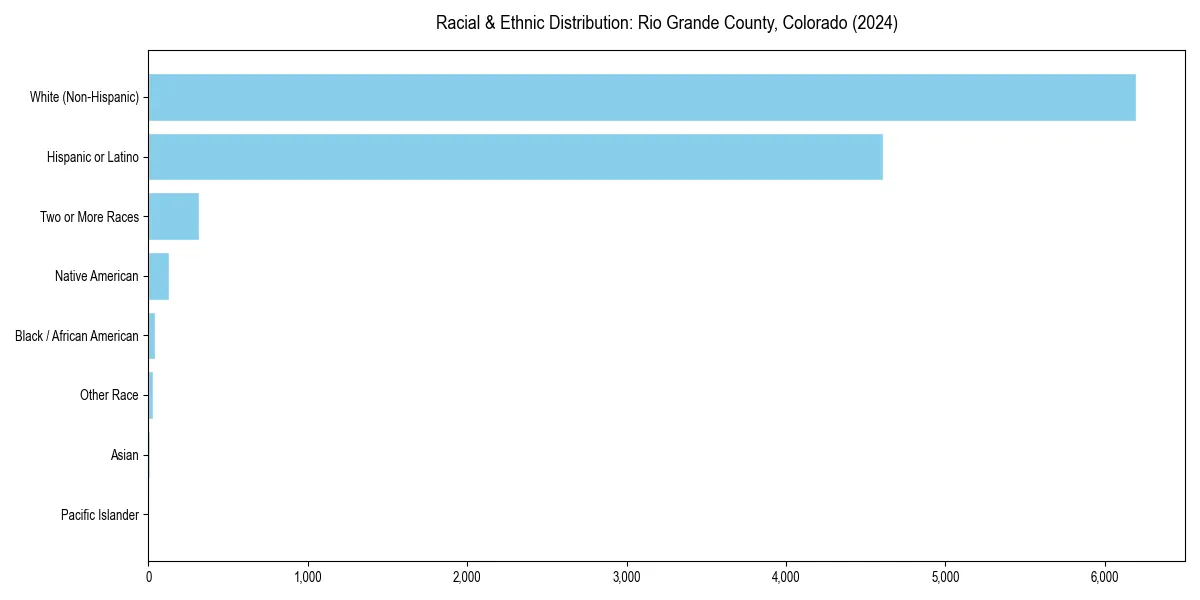 Bar chart showing racial distribution in  for 2024