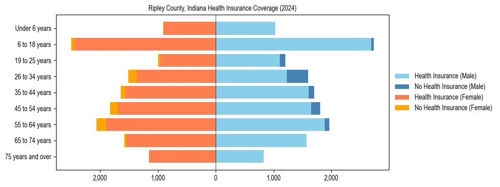 Health insurance pyramid for Ripley County, Indiana