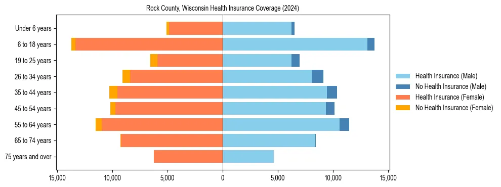 Health insurance pyramid for Rock County, Wisconsin