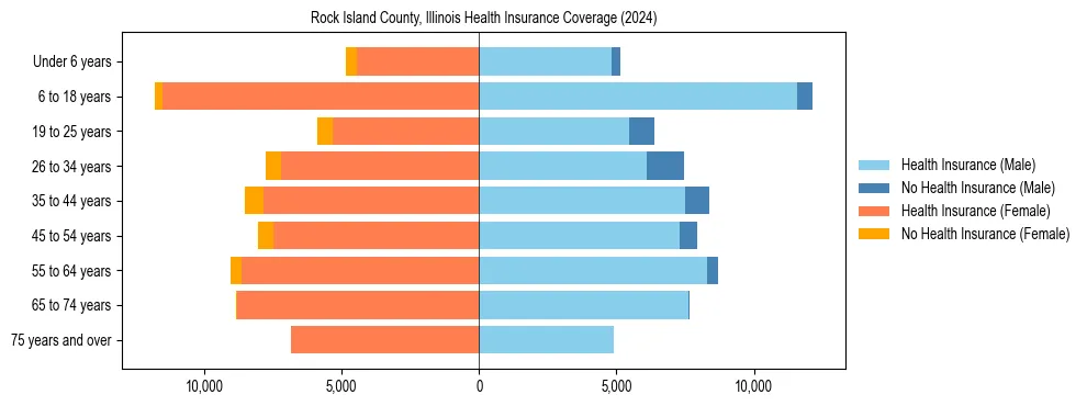 Health insurance pyramid for Rock Island County, Illinois