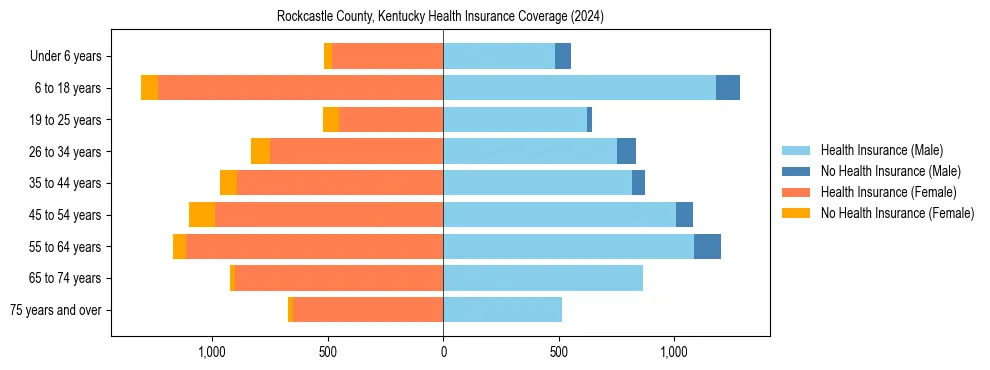 Health insurance pyramid for Rockcastle County, Kentucky