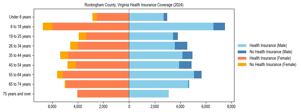Health insurance pyramid for Rockingham County, Virginia