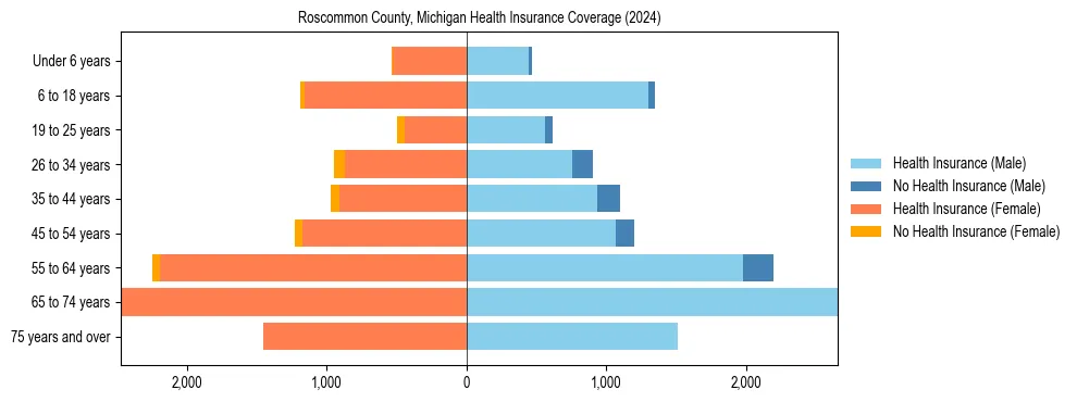 Health insurance pyramid for Roscommon County, Michigan