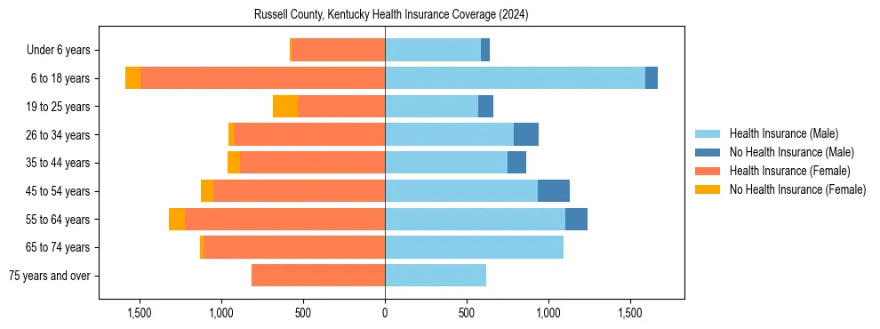 Health insurance pyramid for Russell County, Kentucky