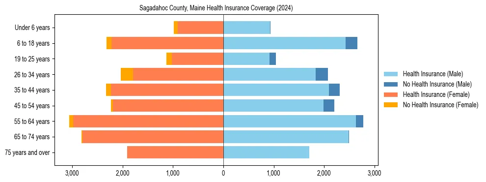 Health insurance pyramid for Sagadahoc County, Maine