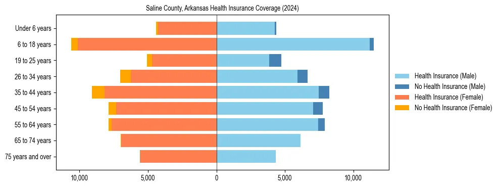 Health insurance pyramid for Saline County, Arkansas