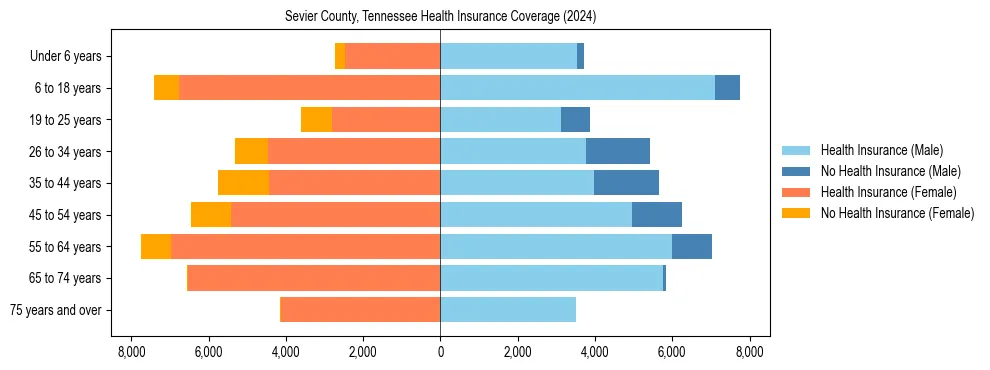 Health insurance pyramid for Sevier County, Tennessee