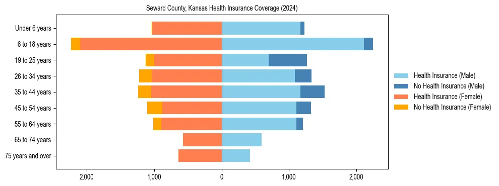 Health insurance pyramid for Seward County, Kansas