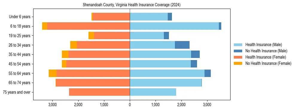 Health insurance pyramid for Shenandoah County, Virginia