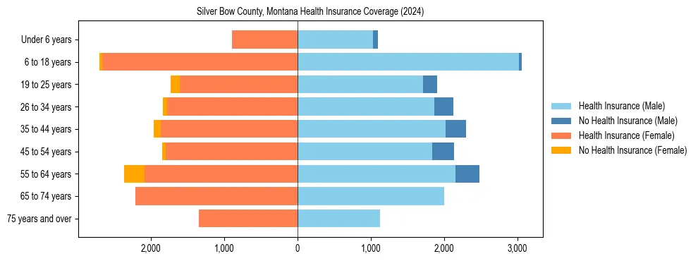 Health insurance pyramid for Silver Bow County, Montana